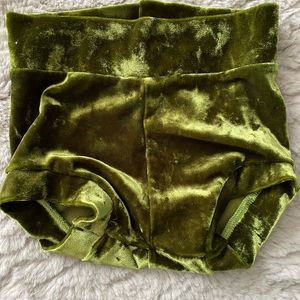 Olive/Green crushed velvet bummies